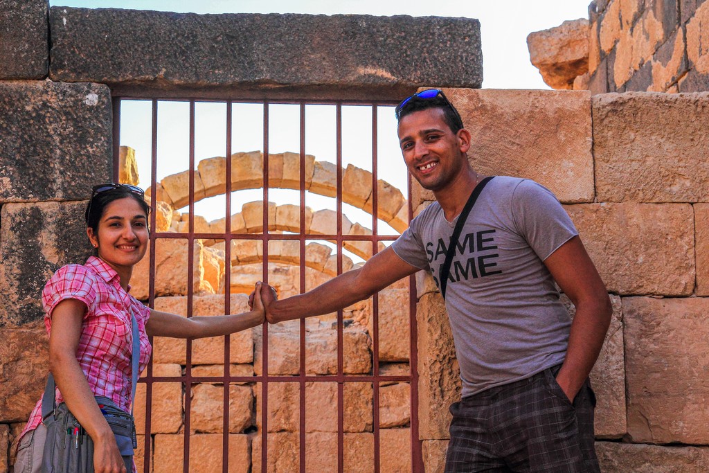 coppia in un antico castello giordano