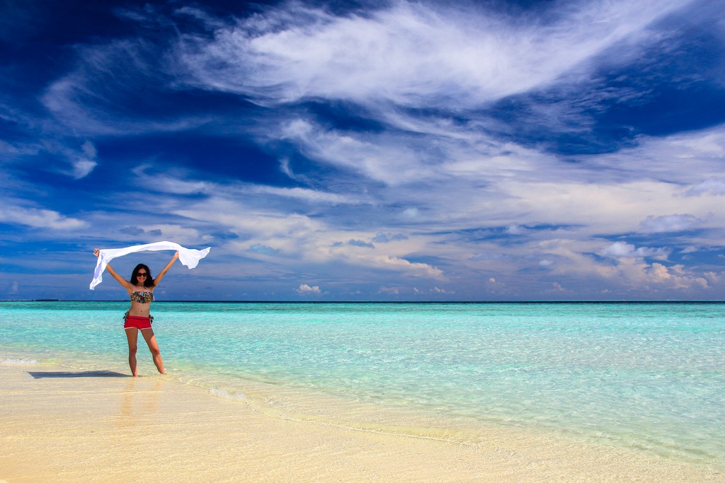 spiaggia bianca e laguna azzurra