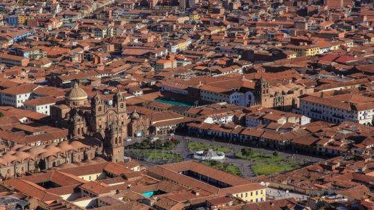 Vista della Plaza de Armas di Cusco dal Cristo Blanco