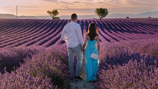 10 giorni in Provenza coppia in un campo di lavanda