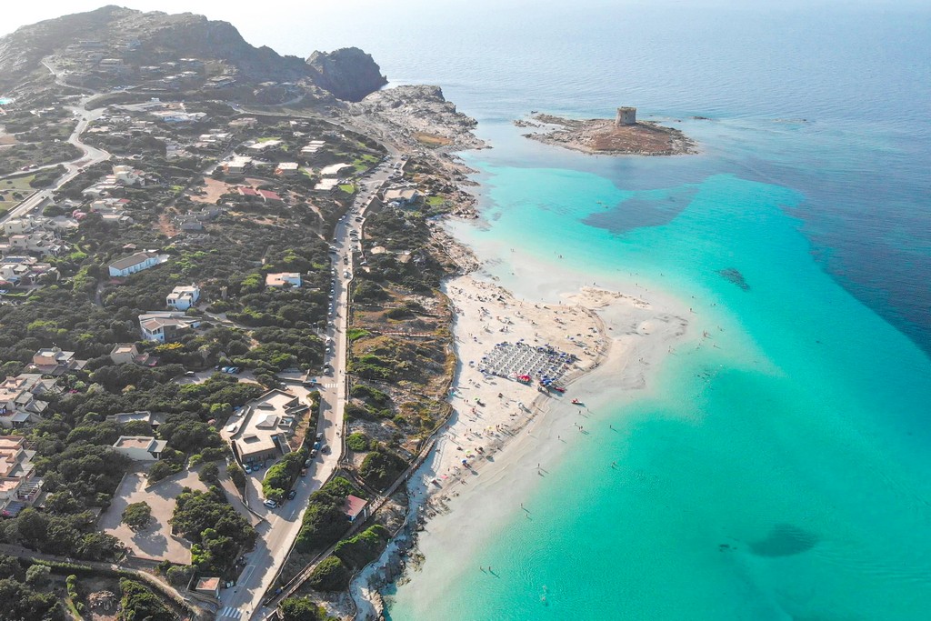 La Pelosa a Stintino veduta aerea della spiaggia